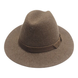 FRYE Felt Fedora Hat Tumbleweed Tan‎ Wool Tall Crown Leather Band Western Size M